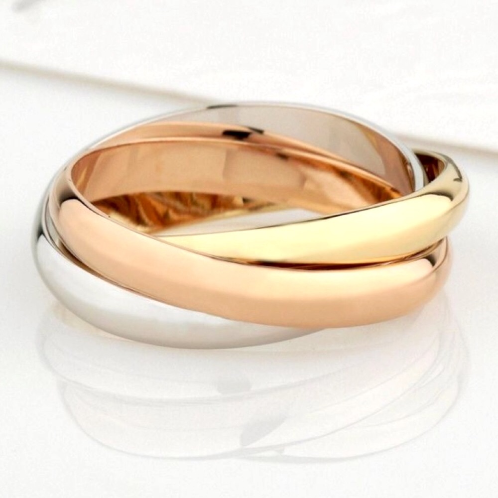 New Tri Color Rolling Trinity Ring